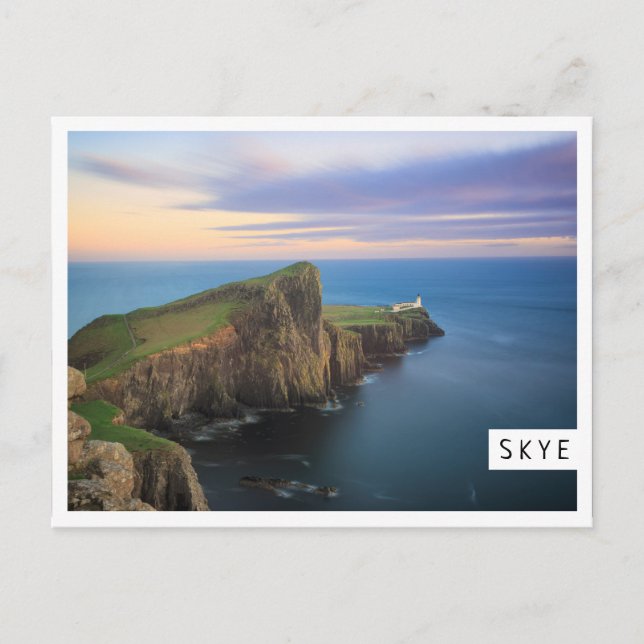 Neist Point Leuchtturm auf Skye bei Sonnenuntergan Postkarte (Vorderseite)