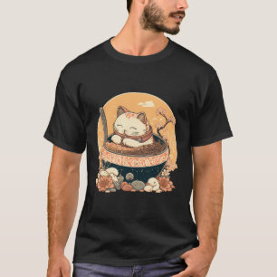 Neko Katze Eating Bowl of Ramen Pho Noodle Suppe J T-Shirt
