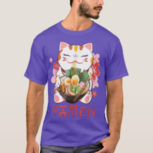 Neko Kawaii Cat Ramen Bowl Anime Japanischer Noodl T-Shirt