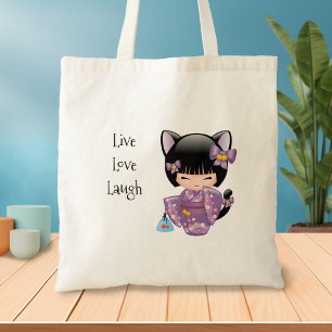 Neko Kokeshi Doll - Cat Ears Geisha Girl 88 Tragetasche