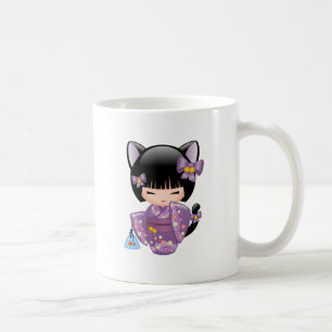 Neko Kokeshi Doll - Cat Ears Geisha Girl Kaffeetasse