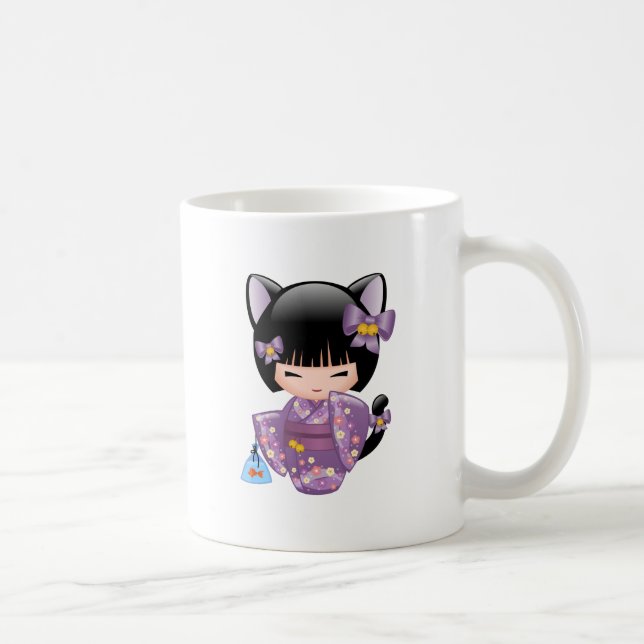 Neko Kokeshi Doll - Cat Ears Geisha Girl Kaffeetasse (Rechts)