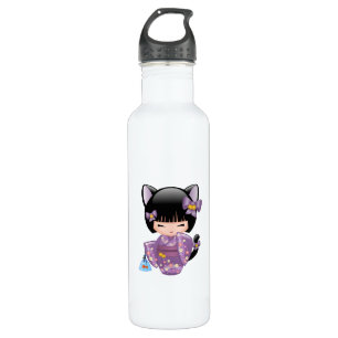 Neko Kokeshi Doll - Cat Ears Geisha Girl Trinkflasche