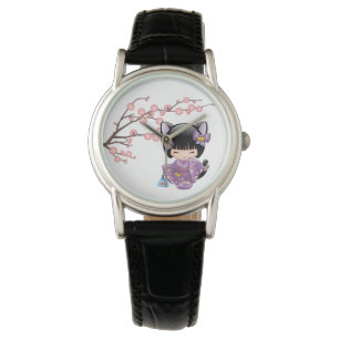 Neko Kokeshi Puppe - Katzen-Ohr-Geisha-Mädchen Armbanduhr