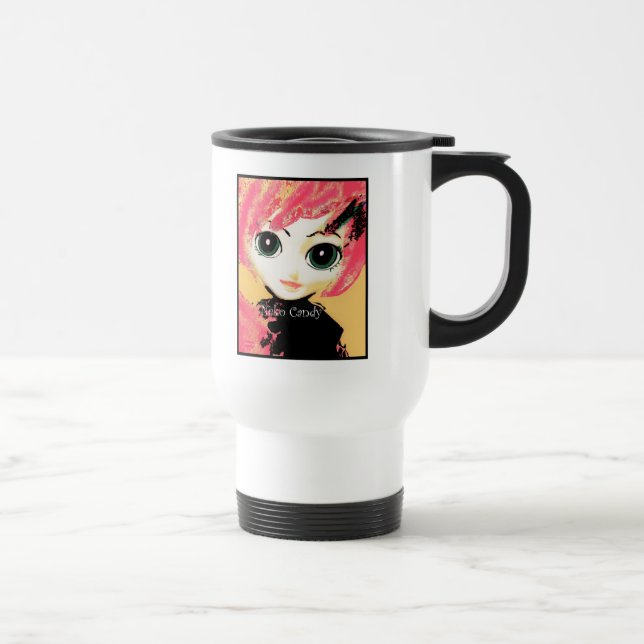 Neko Mädchen, Süßigkeit, hübsche weiße Reise-Tasse Reisebecher (Rechts)