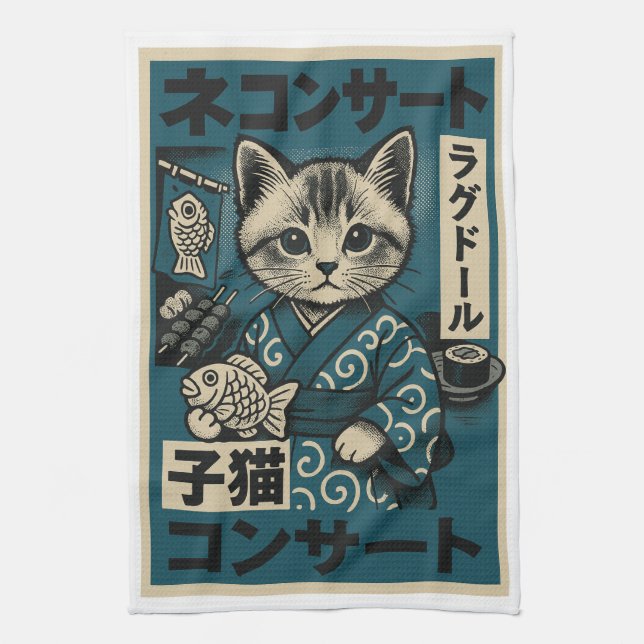 Neko Noodle Nights Geschirrtuch (Vertikal)