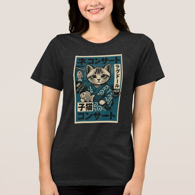 Neko Noodle Nights Tri-Blend Shirt (Vorderseite)
