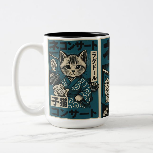 Neko Noodle Nights Zweifarbige Tasse (Links)