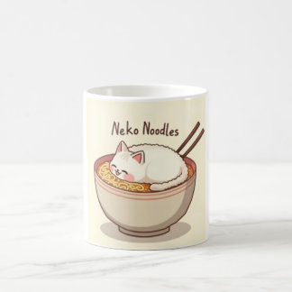 Neko Noodles - Kawaii Katze in Ramen Bowl Illustra Kaffeetasse