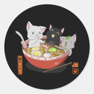 Neko Ramen cat Runder Aufkleber