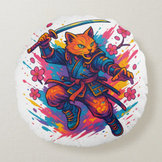 Neko Shinobi – Die Krallen des Kriegers Rundes Kissen