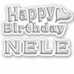 Nele Happy Birthday silver Aufkleber Sticker