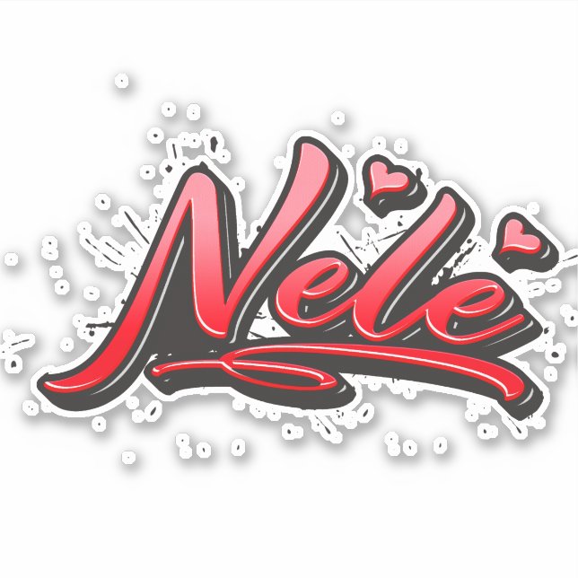 Nele red Heart Graffiti Aufkleber Sticker (Vorderseite)