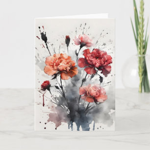 Nelke - Aquarellblumen Karte