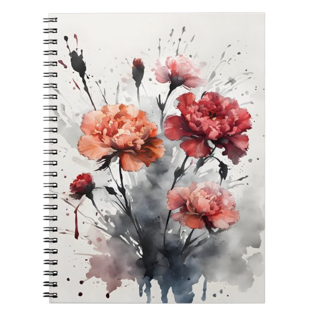 Nelke - Aquarellblumen Notizblock (Vorderseite)