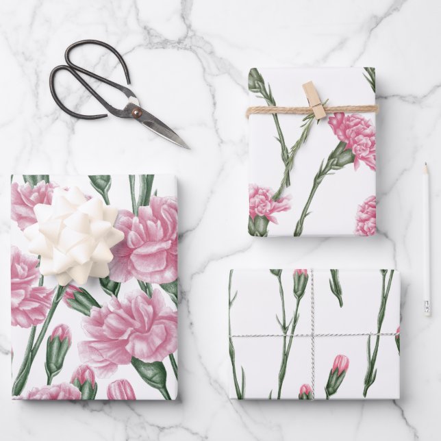 Nelke Blume nahtlos Geschenkpapier Set (Vorderseite)