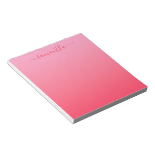 Nelke Fuchsia Rosa Farbverlauf Girly Unterschrift Notizblock