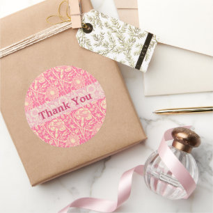 Nelke im Vintage-Druck in Rosa und Creme Runder Aufkleber