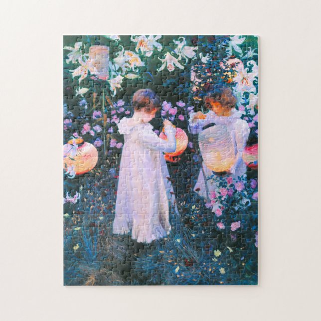 Nelke, Lily, Rose Gemälde von John Singent Puzzle (Vertikal)
