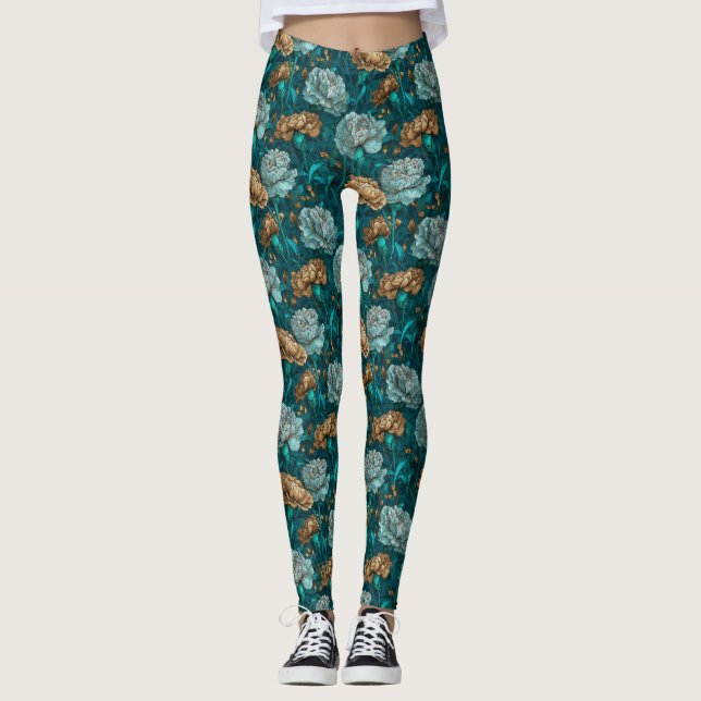 Nelken-Blumen-Workout Nelken-Akzent-Bräute Leggings (Vorderseite)