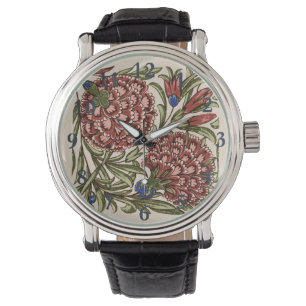 Nelken-Blumenfliese Antik Rustikal De Morgan Kunst Armbanduhr