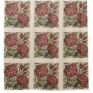 Nelken-Blumenfliese Antik Rustikal De Morgan Kunst Duschvorhang