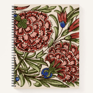 Nelken-Blumenfliese Antik Rustikal De Morgan Kunst Notizbuch