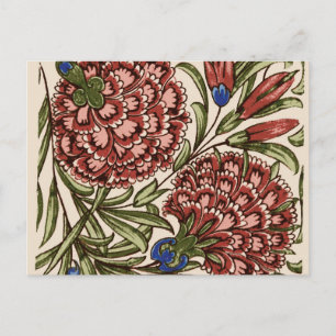 Nelken-Blumenfliese Antik Rustikal De Morgan Kunst Postkarte
