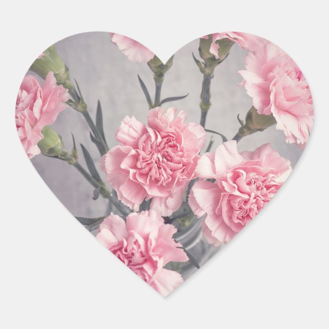 Nelken Herz-Aufkleber (Vorderseite)