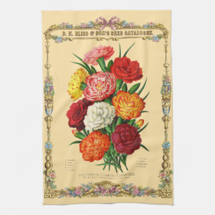 Nelken Retro-Viktorianische Ära Botanische Kunst Geschirrtuch