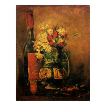 Nelken, Rose und Flaschen von Vincent van Gogh