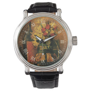 Nelken, Rosen und eine Flasche von Vincent van Gog Armbanduhr
