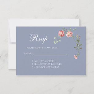 Nelken und blaue Hochzeits-RSVP-Karte RSVP Karte