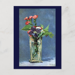 Nelken und Clematien in einer Kristallvase, Manet Postkarte
