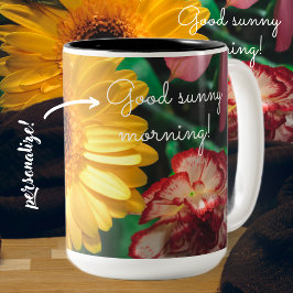 Nelken und Gelbgerbere Zweifarbige Tasse