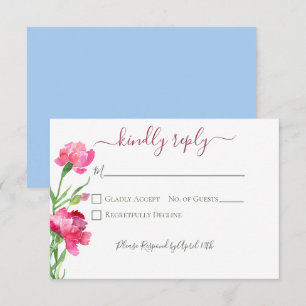 Nelken- und Vergissmeinnicht-Hochzeit RSVP Karte