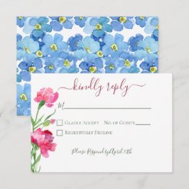 Nelken & Vergiss mich Nots Hochzeit RSVP Karte