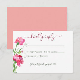 Nelken & Vergiss mich Nots Hochzeit RSVP Karte