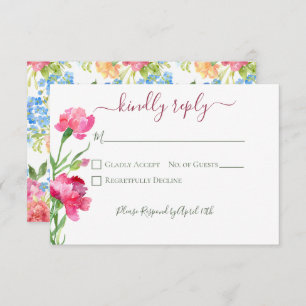 Nelken & Vergiss mich Nots Hochzeit RSVP Karte