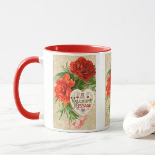 Nelkenblumen, alte Valentinstagsbotschaft Tasse
