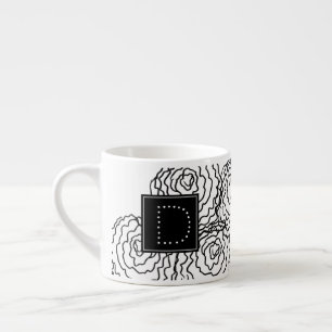Nelkenfloral Hand gezogenes Doodle Monogramm Espressotasse