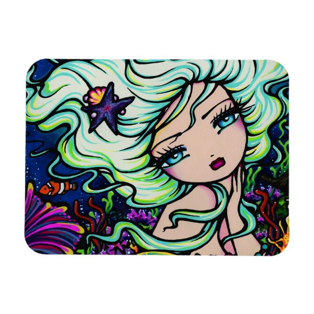 "Nelli" Tropical Mermaid Fantasy Art Hannah Lynn Magnet (Horizontal)