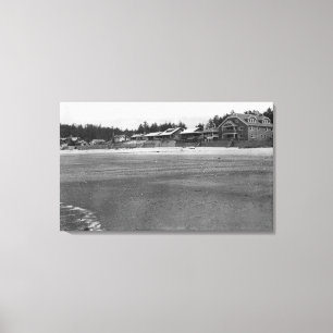 Nelscott, Oregon-Strand-Ansicht und Hütten Leinwanddruck