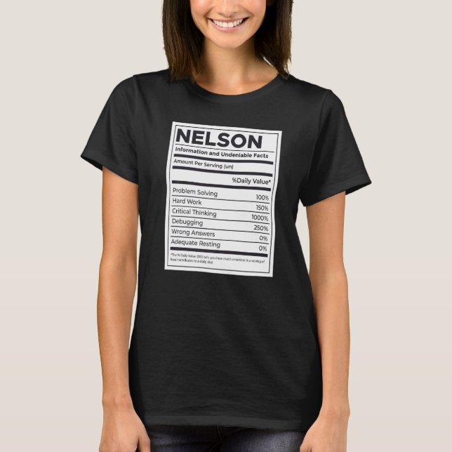 Nelson Ernährungsinformation Problem lösen T-Shirt (Vorderseite)