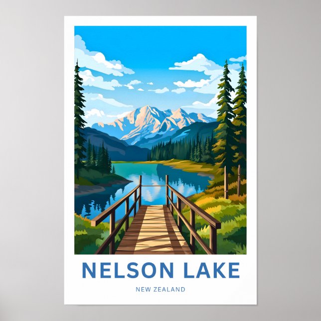 Nelson Lake New Zealand Travel Poster (Vorne)