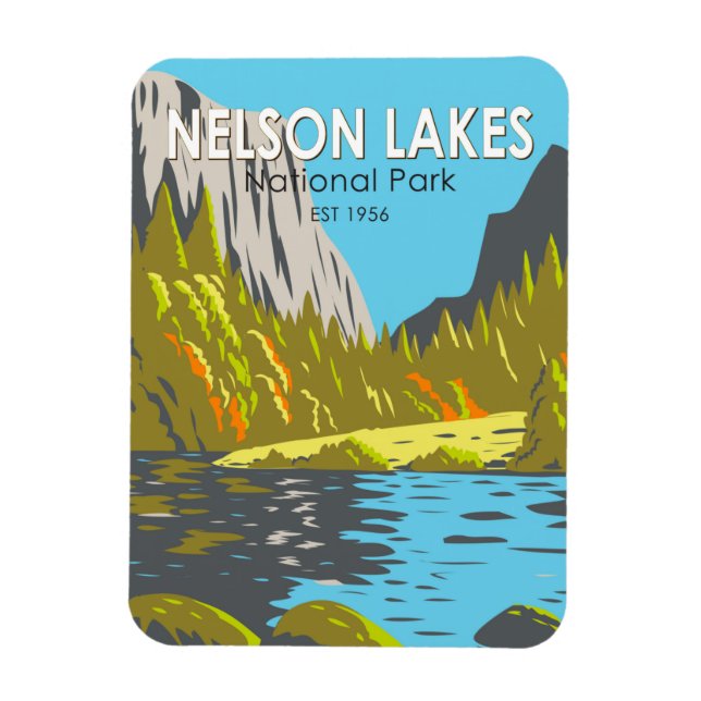 Nelson Lakes Nationalpark Neuseeland Vintag Magnet