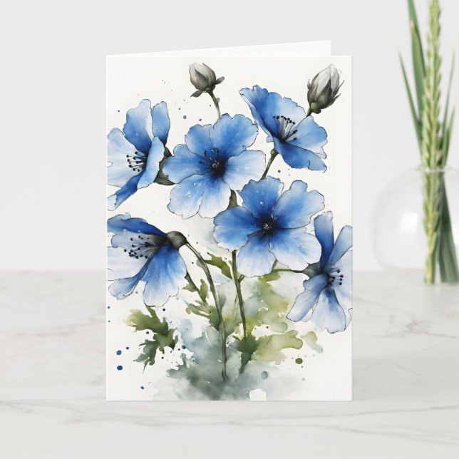 Nemophila - Aquarellblumen Karte (Vorderseite)