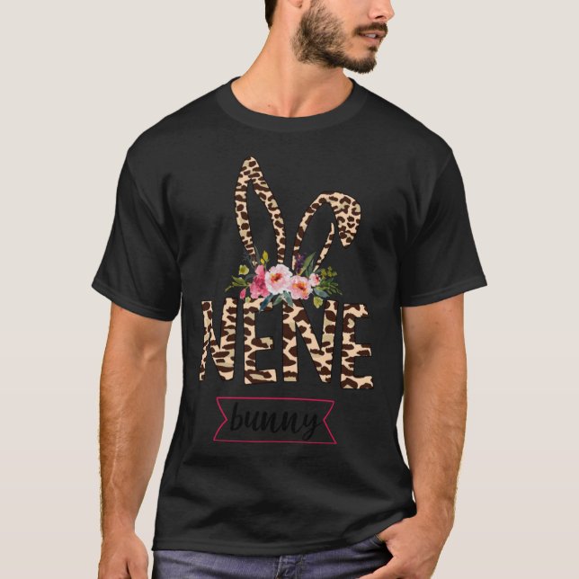 Nene Bunny Leopard Blume Niedlich Ostern T-Shirt (Vorderseite)