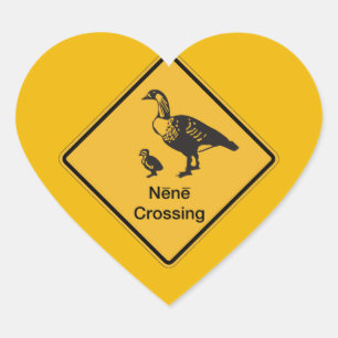 Nene Crossing, Traffic Warning Sign, Hawaii, USA Herz-Aufkleber