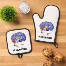 Nenn mich einfach zerebral Hirnanatomie Humor Ofenhandschuh & Topflappen-Set